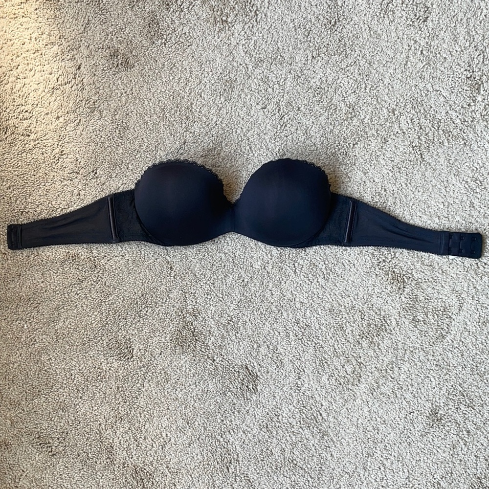 Lily of France 34b black strapless push up bra